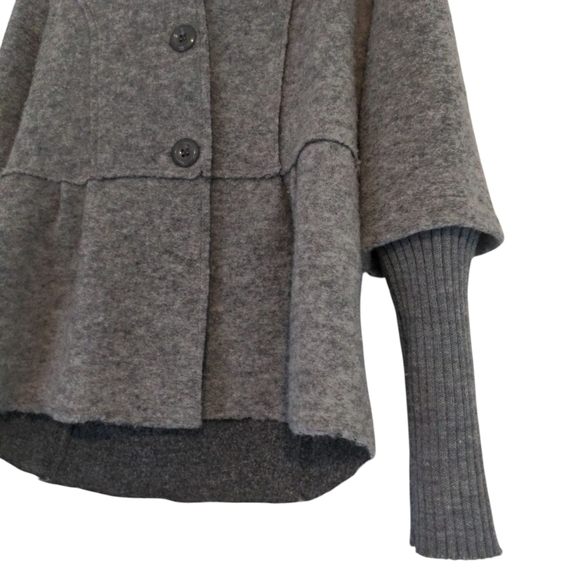 Marisa & Marie Car Coat Wool Blend Brushed Woven Grey Made In Italy Small - Picture 4 of 10